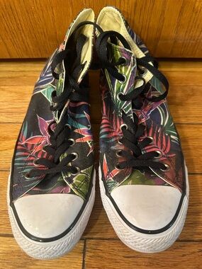 Floral Tropical Canvas High-Top Sneakers - Black Multi